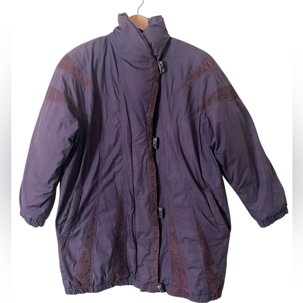 Vintage Cyclone Purple Down Puffer Jacket 80s‎ Snakeskin Details Medium